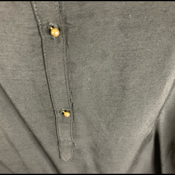 Zara Woman Black Half Button Up Sheer Top - Picture 2 of 7